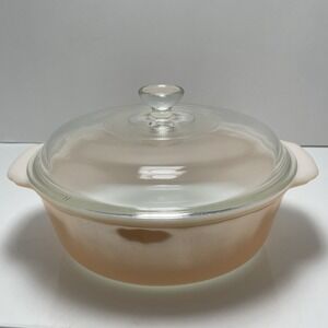 Vintage Anchor Hocking Fire-King Peach Lustre casserole dish 447 1.5 Qt W. Lid